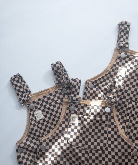 【 LAST1 / 6y 】bel&bow - checkerboard overall - brown
