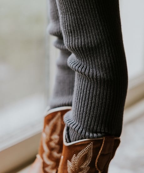 【 LAST1 / 3-4y 】Yuki Kidswear - knitted legging fine rib - charcoal