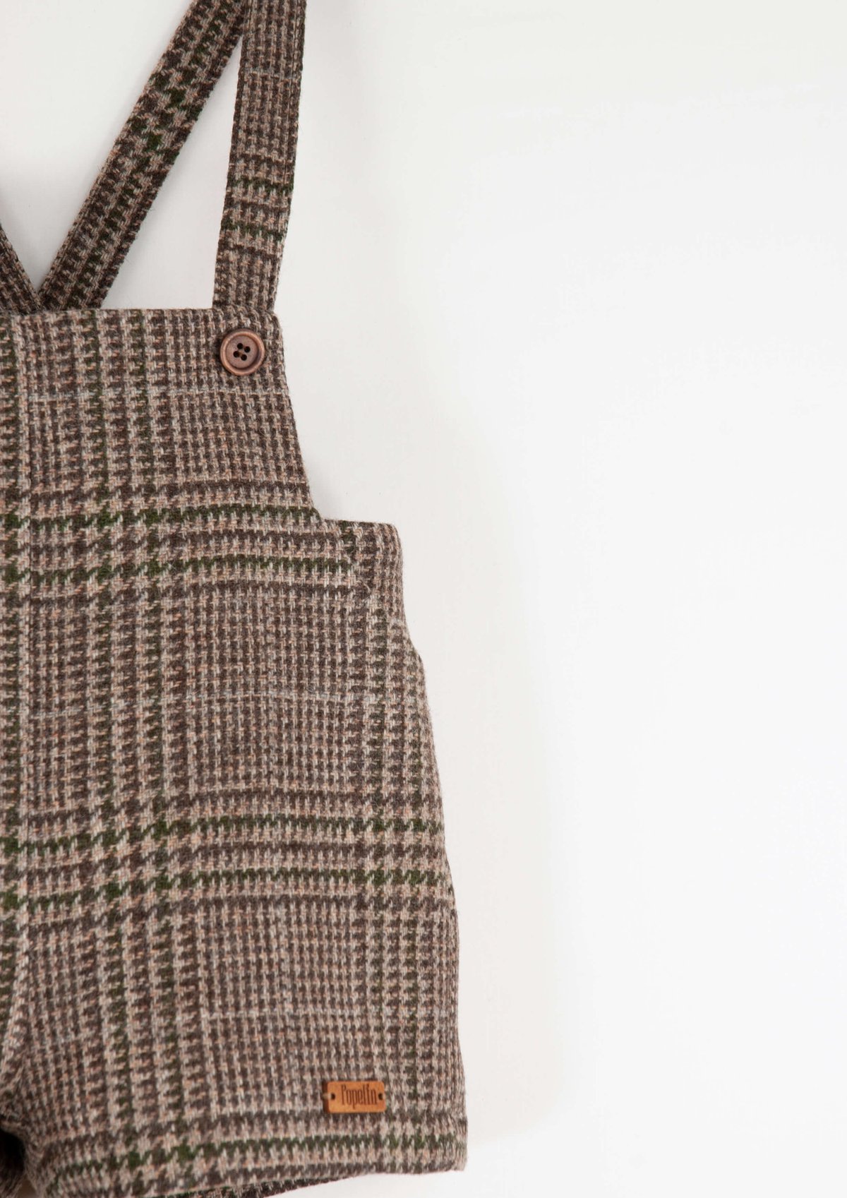 ロンパース・カバーオール popelin Woollen crossover romper suit Popelin/Beige plaid woollen romper suit with frill-Mod.3.1