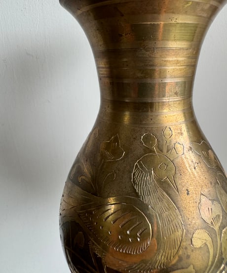 Brass Flower Vase/Peacock