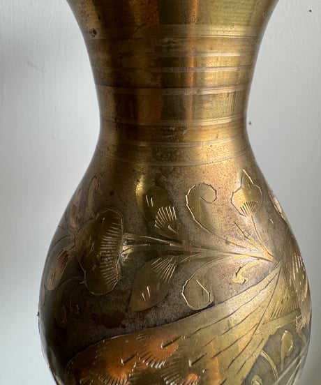 Brass Flower Vase/Peacock