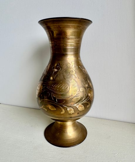 Brass Flower Vase/Peacock