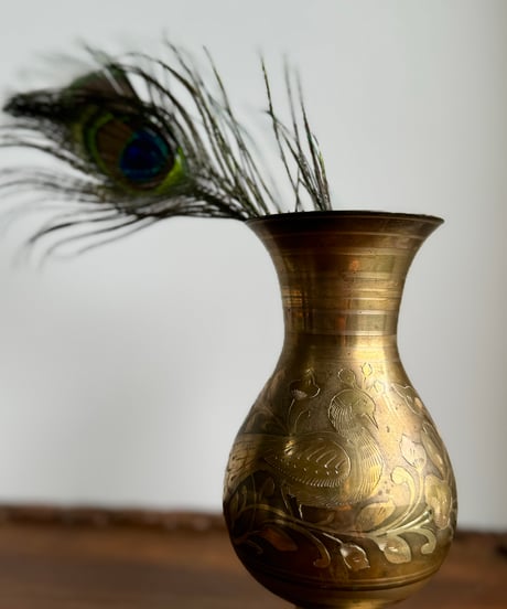 Brass Flower Vase/Peacock