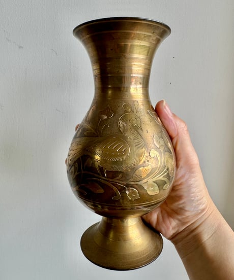 Brass Flower Vase/Peacock