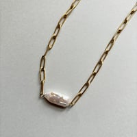 淡水パール × Chain necklace / stainless
