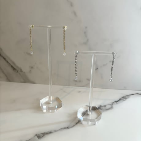 Straight & drop bijou pierce / silver925