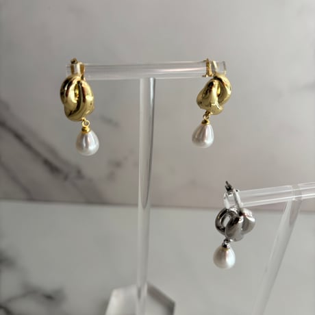 Twist pearl drop pierce / silver925