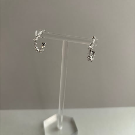 Stone hoop pierce / silver925