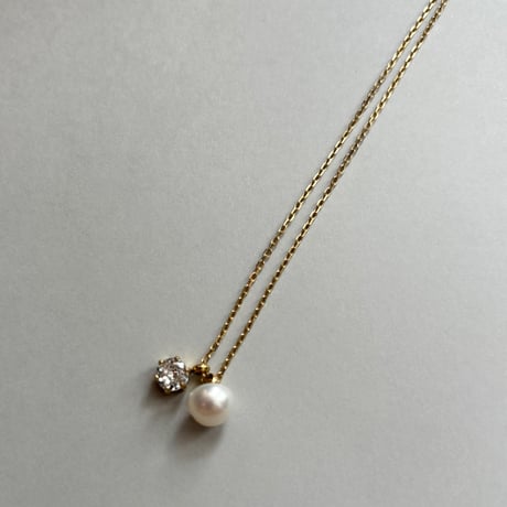 Pearl & Stone Necklace / stainless