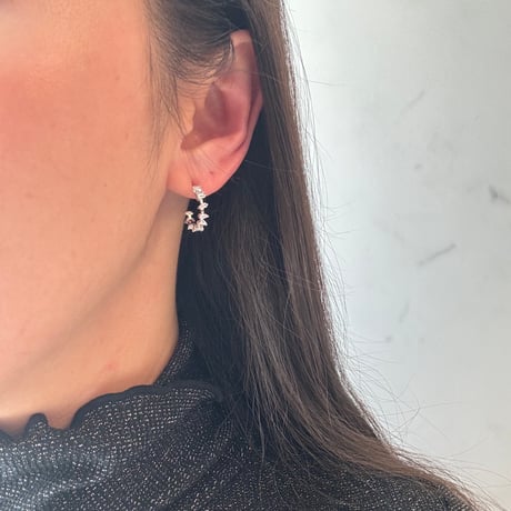 Stone hoop pierce / silver925
