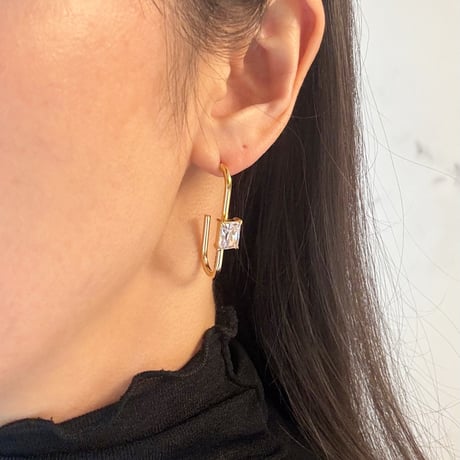 Rectangle bijou × Hoop pierce / stainless