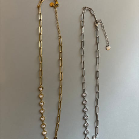Heart bijou chain necklace / stainless