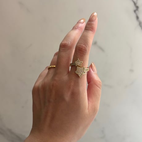 Double star ring / stainless