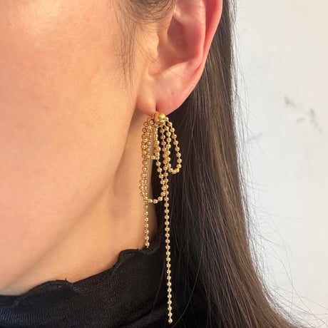 Ball chain ribbon pierce / stainless