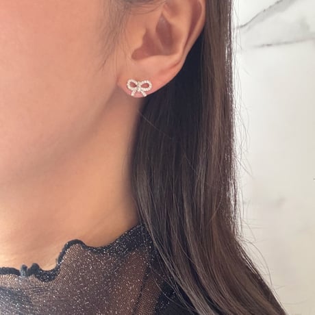Petit ribbon pierce / silver925