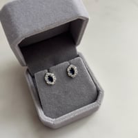 Oval blue zircon pierce / silver925