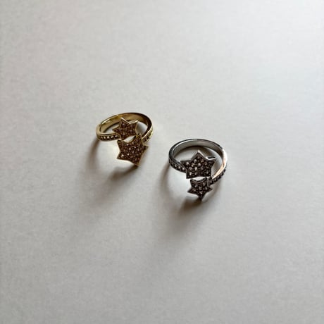 Double star ring / stainless