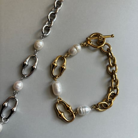 淡水パール × Chain Bracelet / stainless