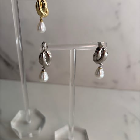 Twist pearl drop pierce / silver925