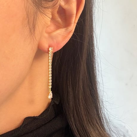 Straight & drop bijou pierce / silver925