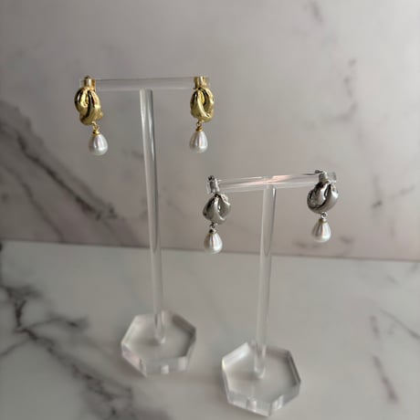 Twist pearl drop pierce / silver925