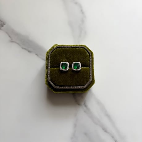 Square zircon pierce / silver925