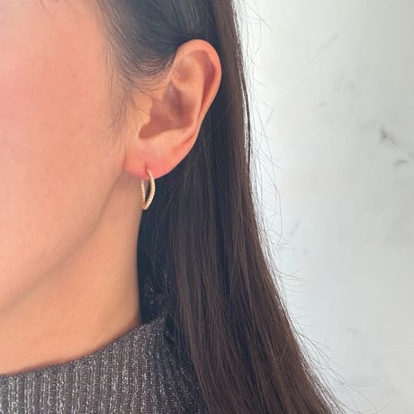 Wave hoop design pierce / silver925