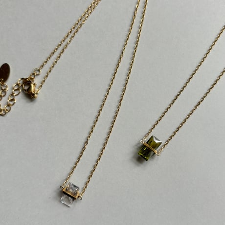 Square stone necklace / stainless