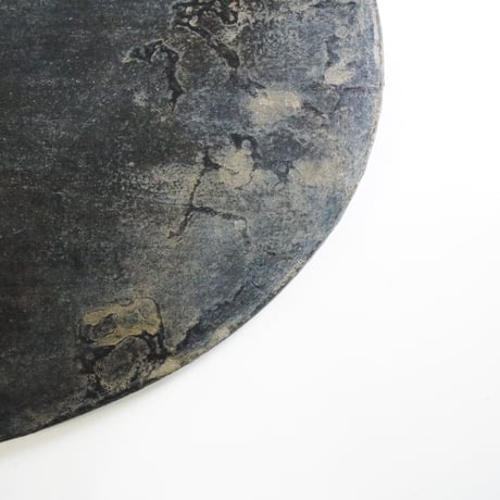 50cm　オーバル盆　錫粉