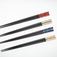 箸　市松×溜塗