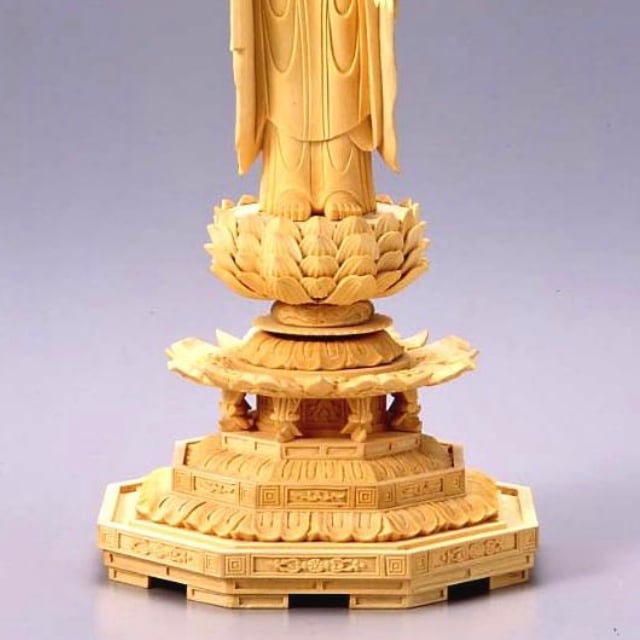 仏像 浄土真宗 大谷派（東）御本尊 総柘植製 八角台座 飛天光背 東