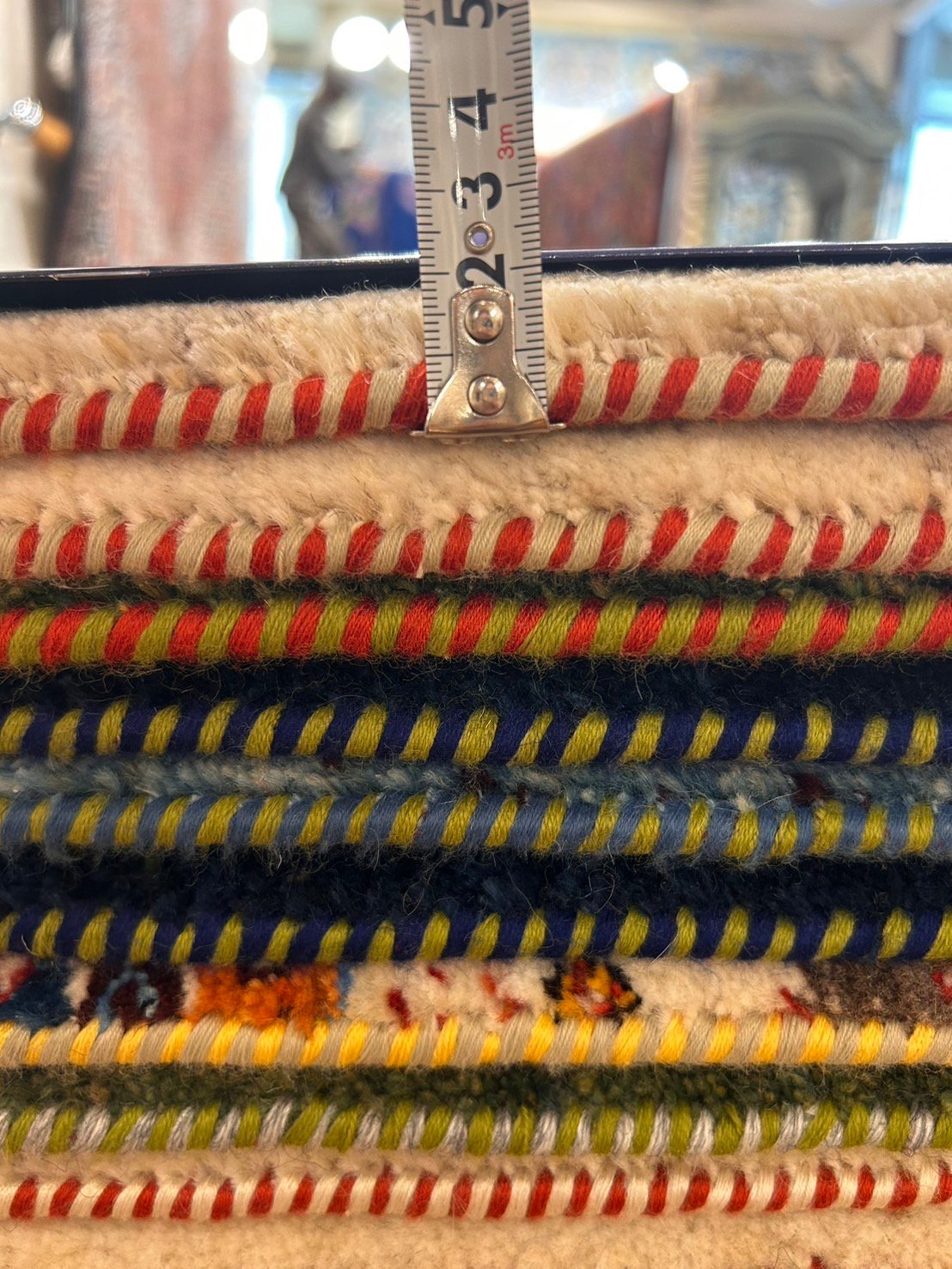 ギャッペ ストライプデザイン 玄関サイズギャッベ ストライプ調 ホワイトフレーム | Taghi art gallery