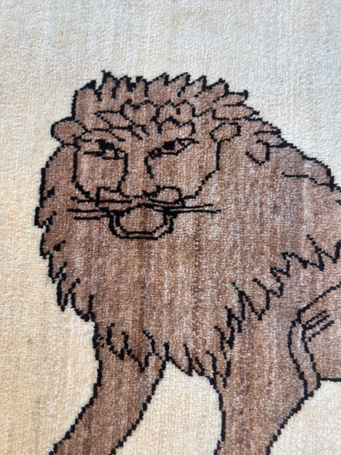 ライオン柄　刺繍　ギャべ アクセントラグサイズギャッベ ライオン | Taghi art gallery