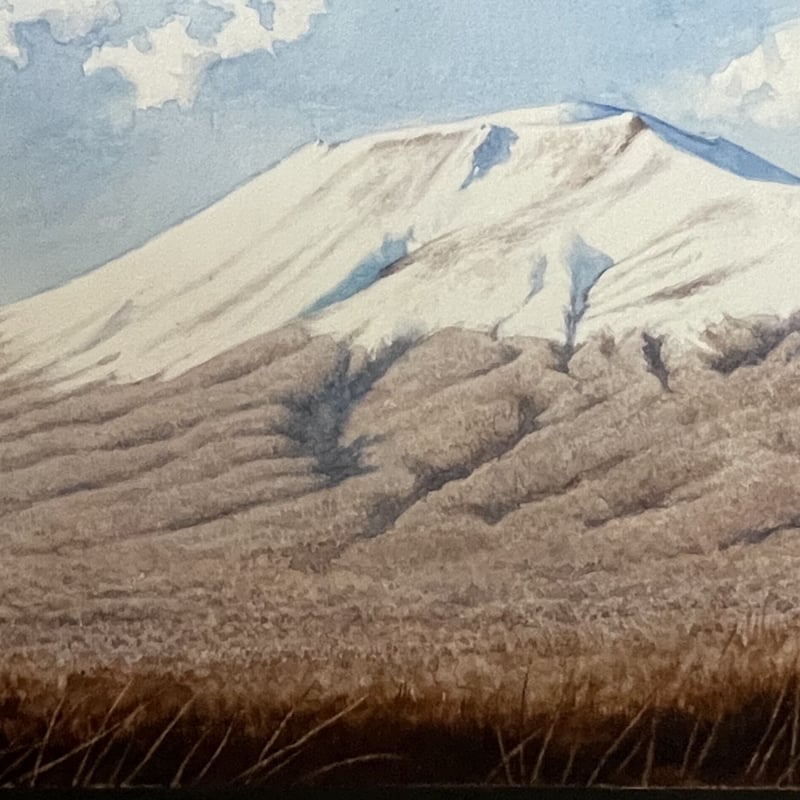 晩秋の浅間山」 土屋明智 変形サムホール 水彩 | ギャラリー桂 Karuizawa