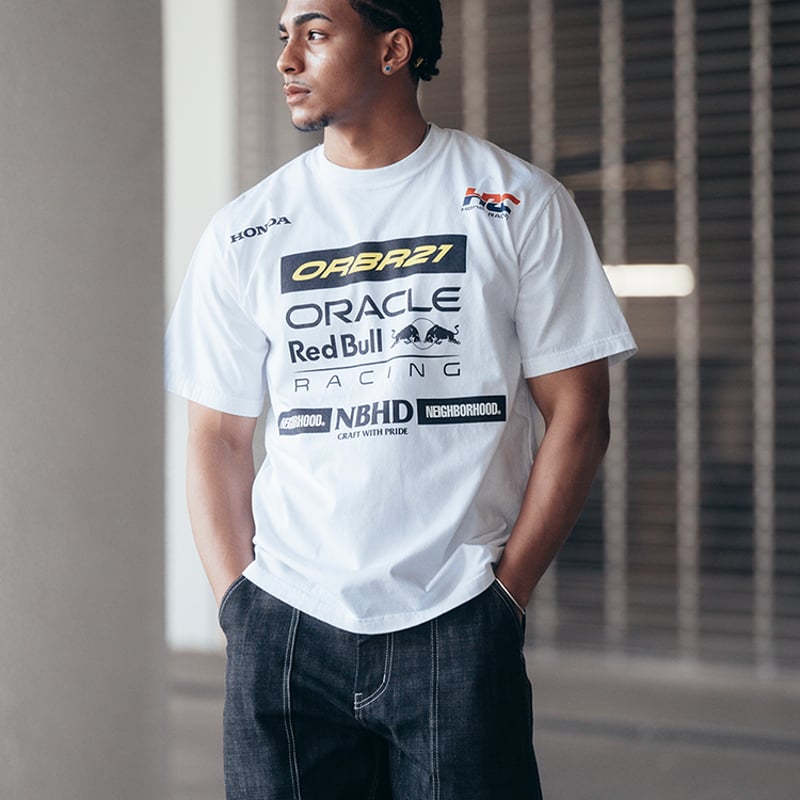 【新品未使用】ORACLE RedBull Racing Tシャツ オラクルレッドブルレーシングラージロゴTシャツ-ホワイト-ユニ