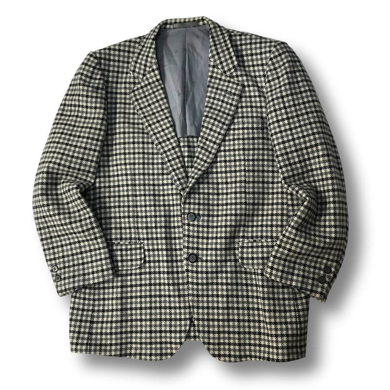 【美品】クリケット ハリスツイード テーラードジャケット 千鳥格子 M 美品】クリケット ハリスツイード テーラードジャケット 千鳥格子 M