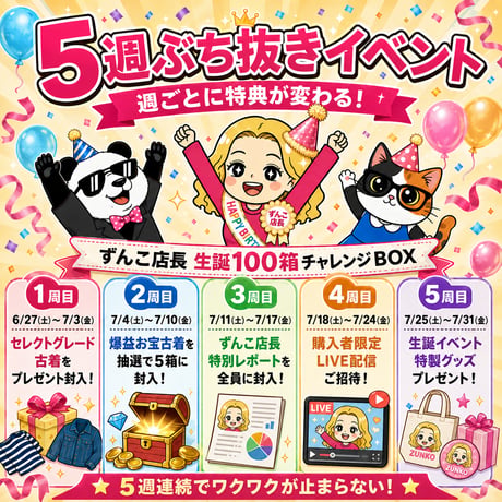 【5週ぶち抜き企画】ずんこ店長生誕祭100箱チャレンジBOX