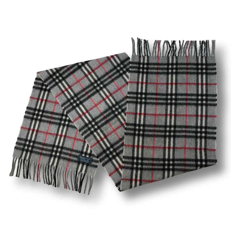 厳選商品】 Burberrys 90s 英国製 カシミヤマフラー グレーチェック