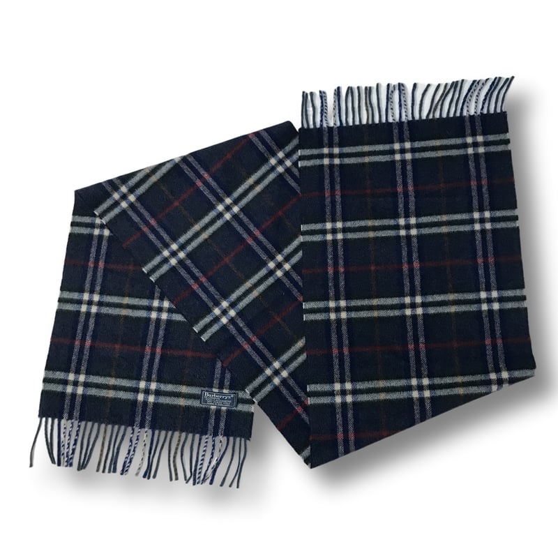 厳選商品】 Burberrys 旧タグ 英国製 カシミヤ100％ チェックマフラー