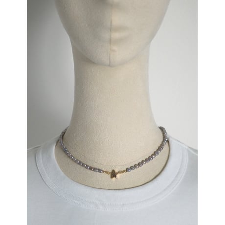 gray pearl necklace (silver/gold)