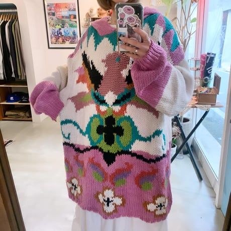 80s' hand made hoodie knit