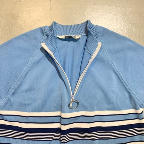 60s' half zip boarder knit tops