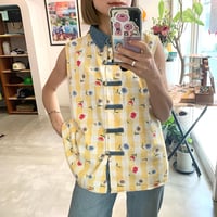 80s' denim combi flower shirt