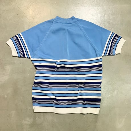 60s' half zip boarder knit tops