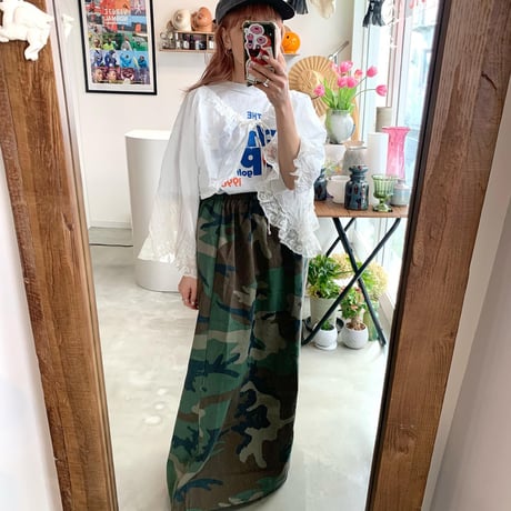 Military remake long skirt