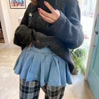 Layered denim mini skirt