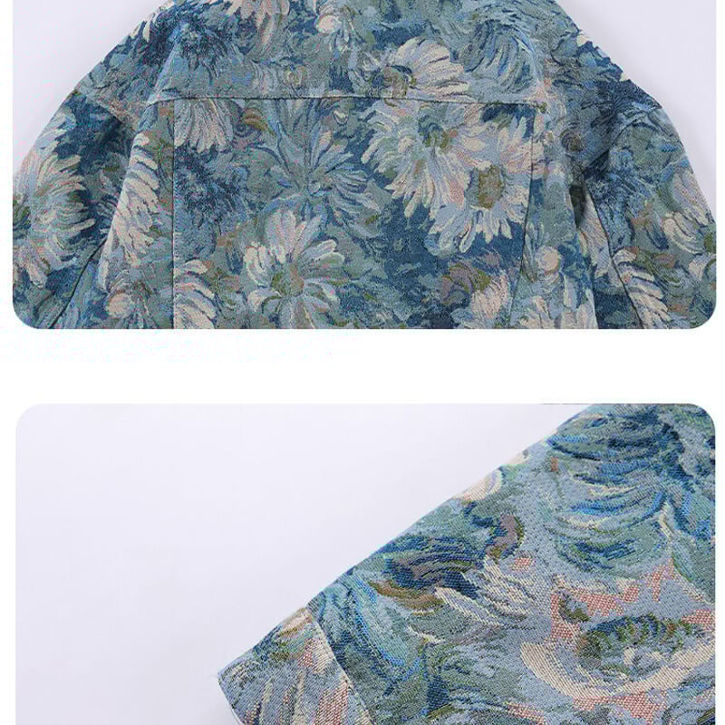 希少　VINTAGE Hand made 花柄　薄手ブルゾンジャケット 希少 VINTAGE Hand made 花柄 薄手ブルゾンジャケット