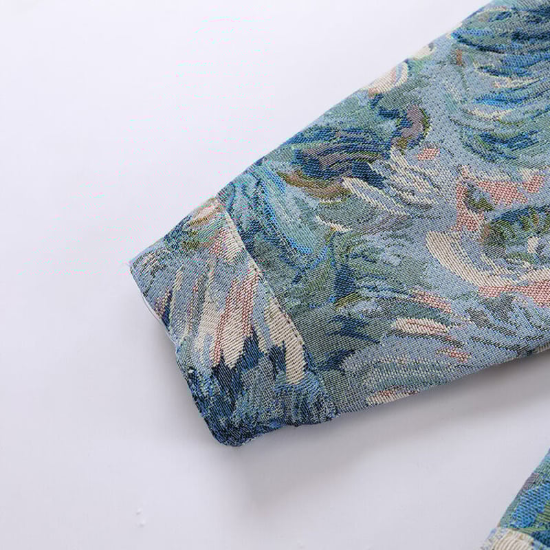 花柄 刺繡 ジャガード ジャケット ブルゾン | AMBER MONA STORE