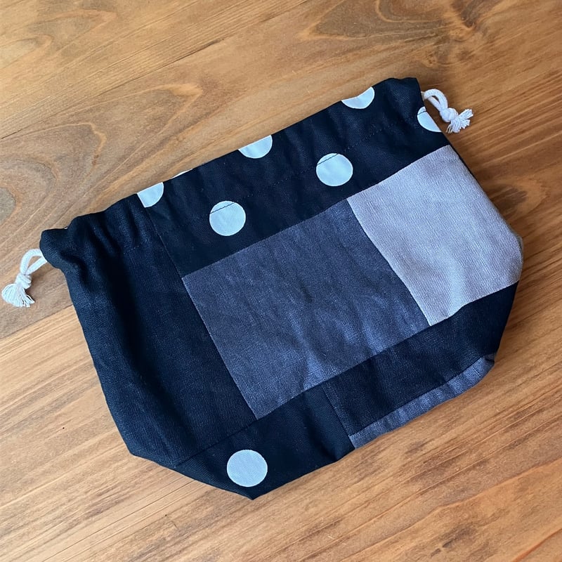 パッチワークのお弁当袋① 黒×グレー | kiki craft