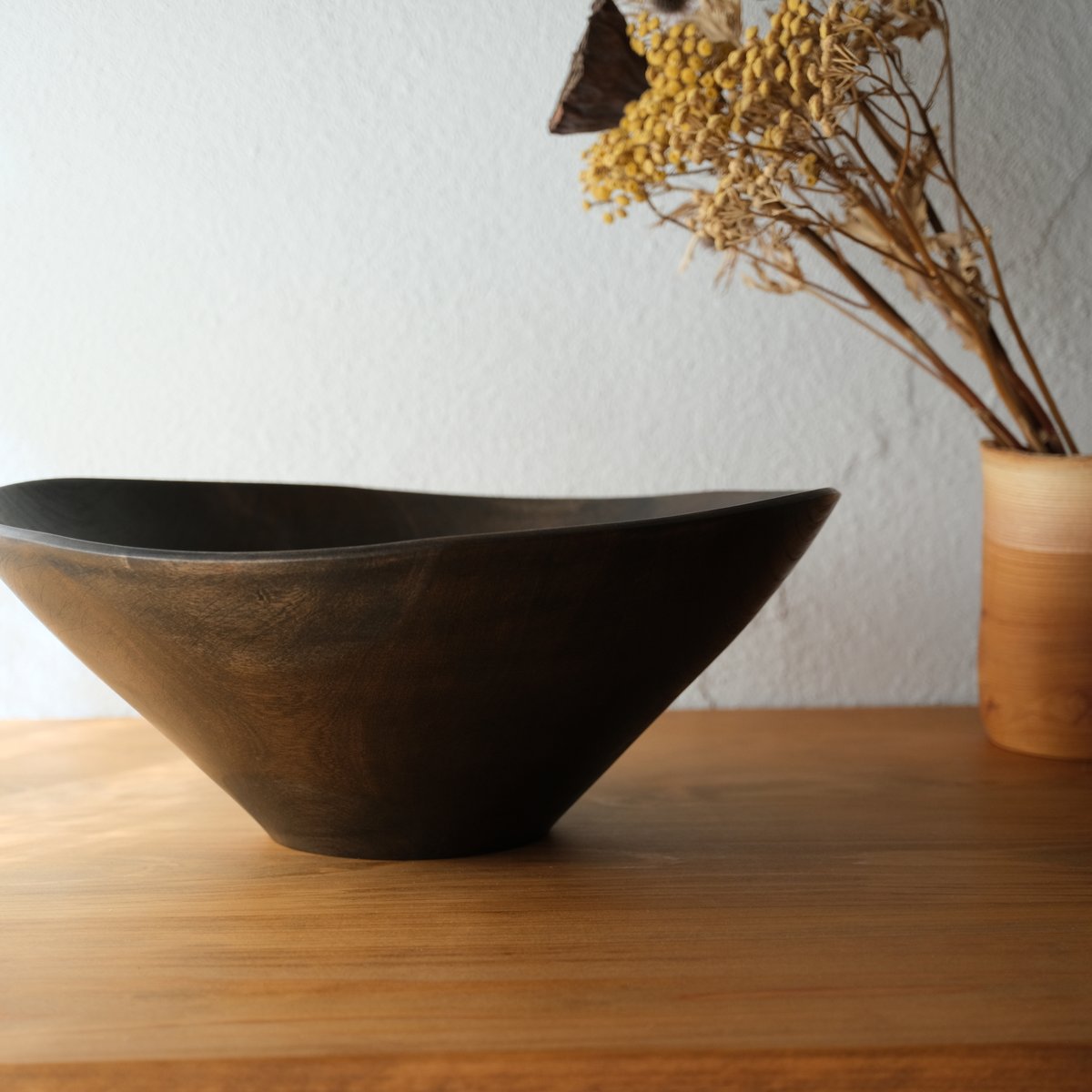 サクラの大きなボウル【黒】〈ガラスコーティング〉【2329】 | kiki craft